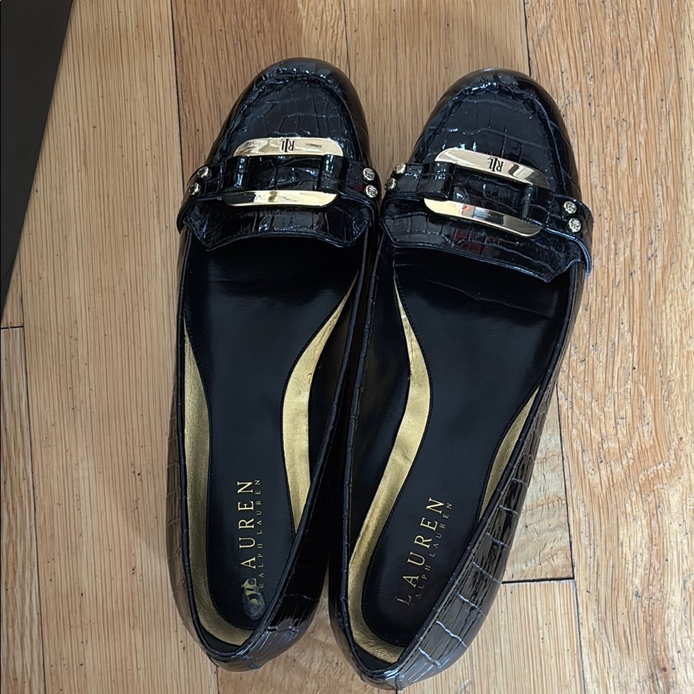 Black Croc-Embossed Loafers